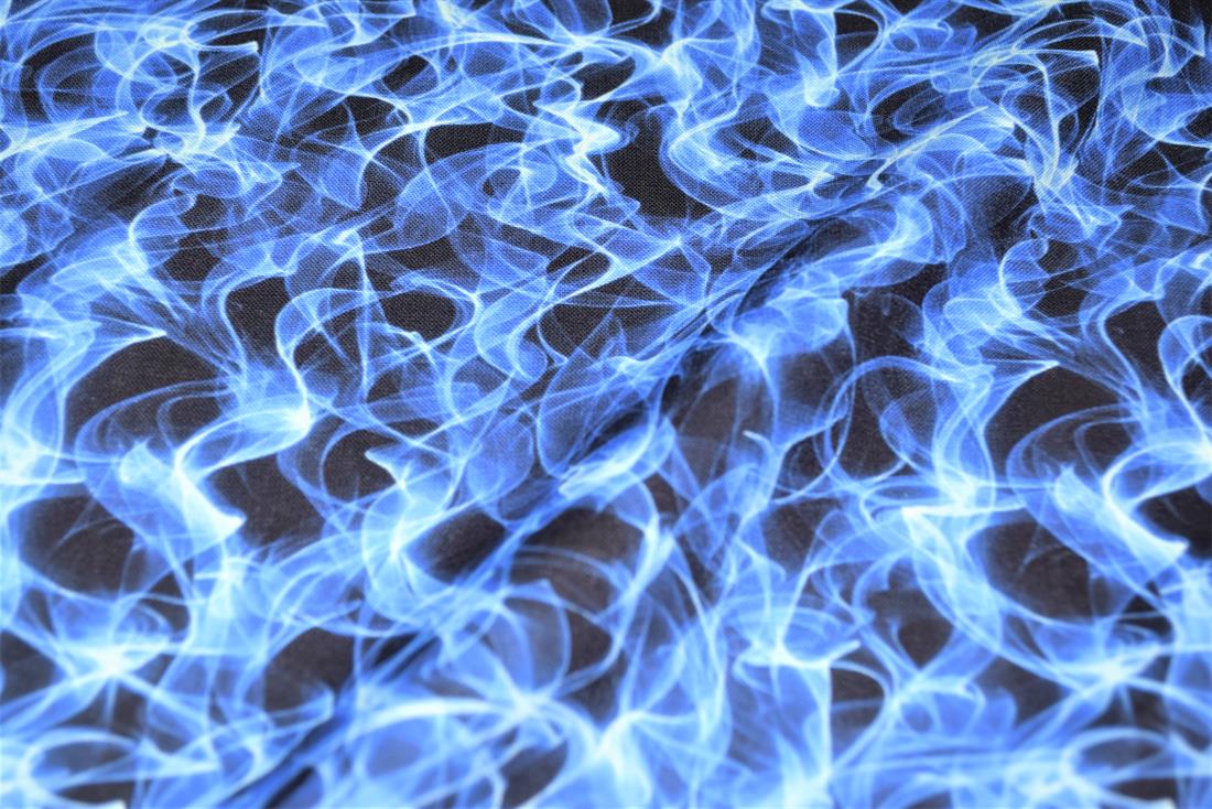 Navy Printed 100% Cotton Flames Fabric