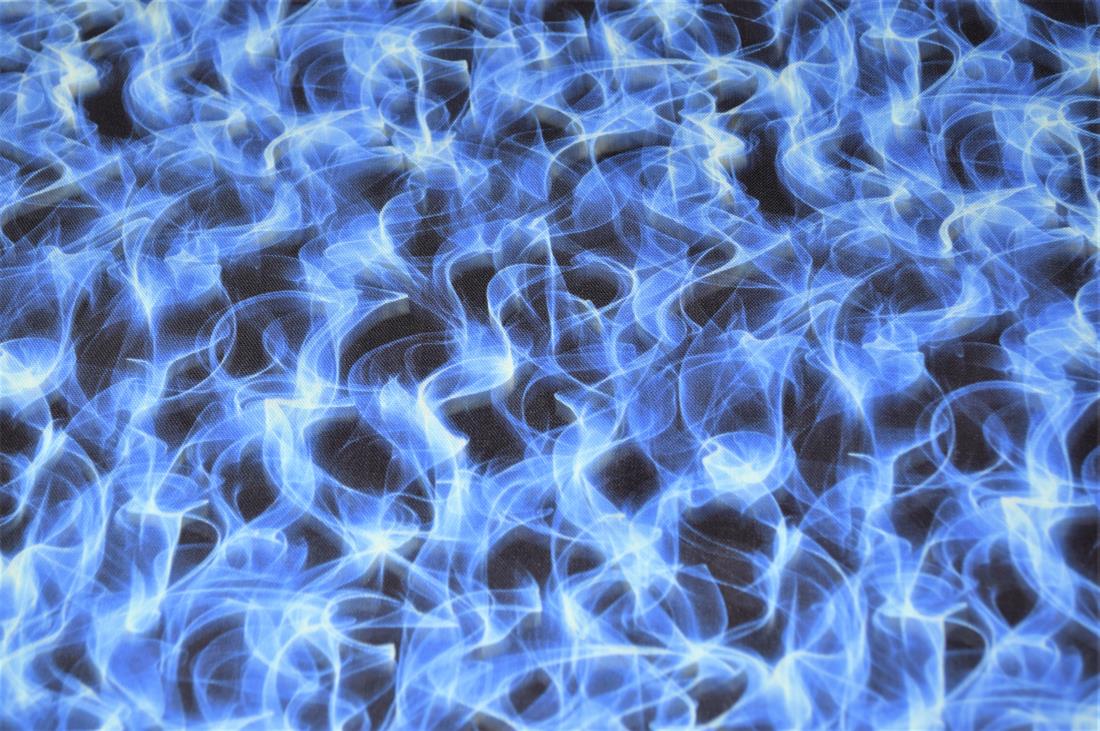 Navy Printed 100% Cotton Flames Fabric