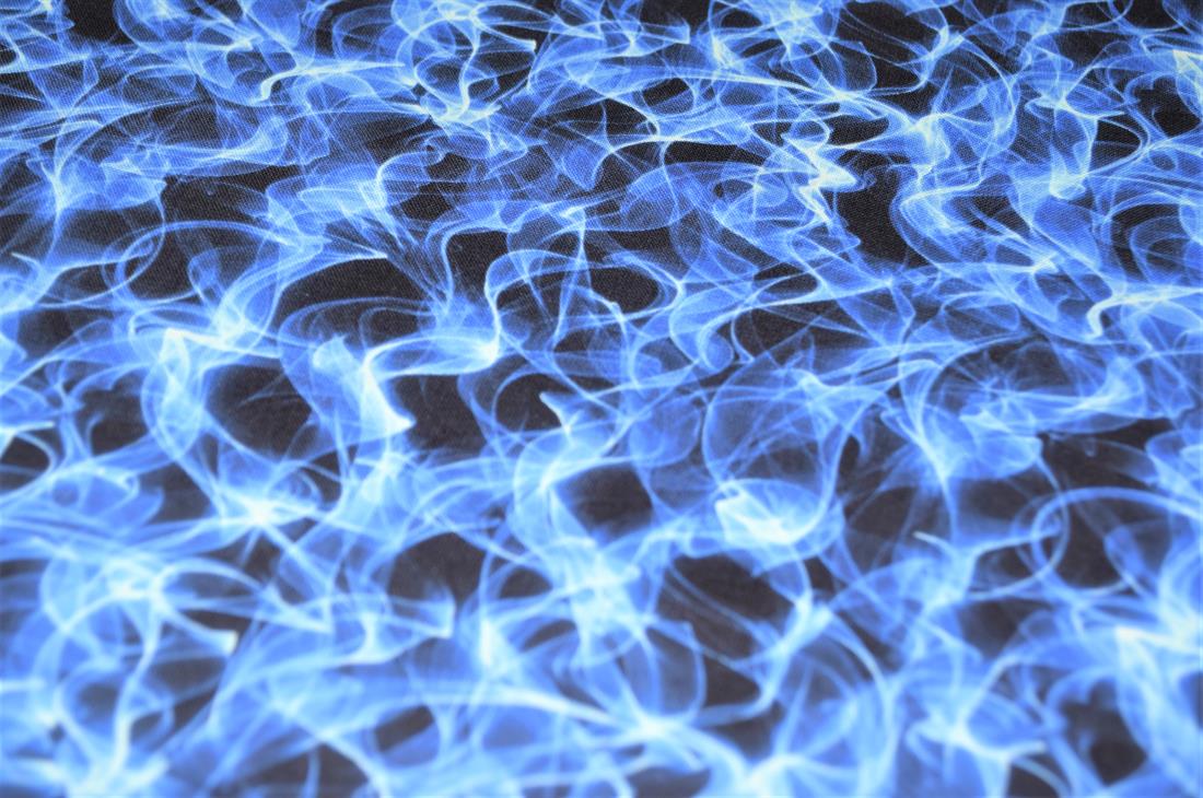 Navy Printed 100% Cotton Flames Fabric