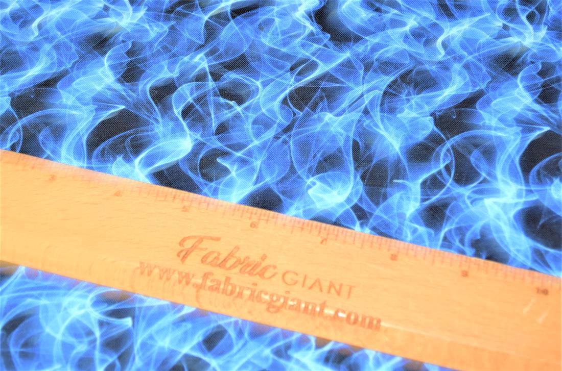 Navy Printed 100% Cotton Flames Fabric