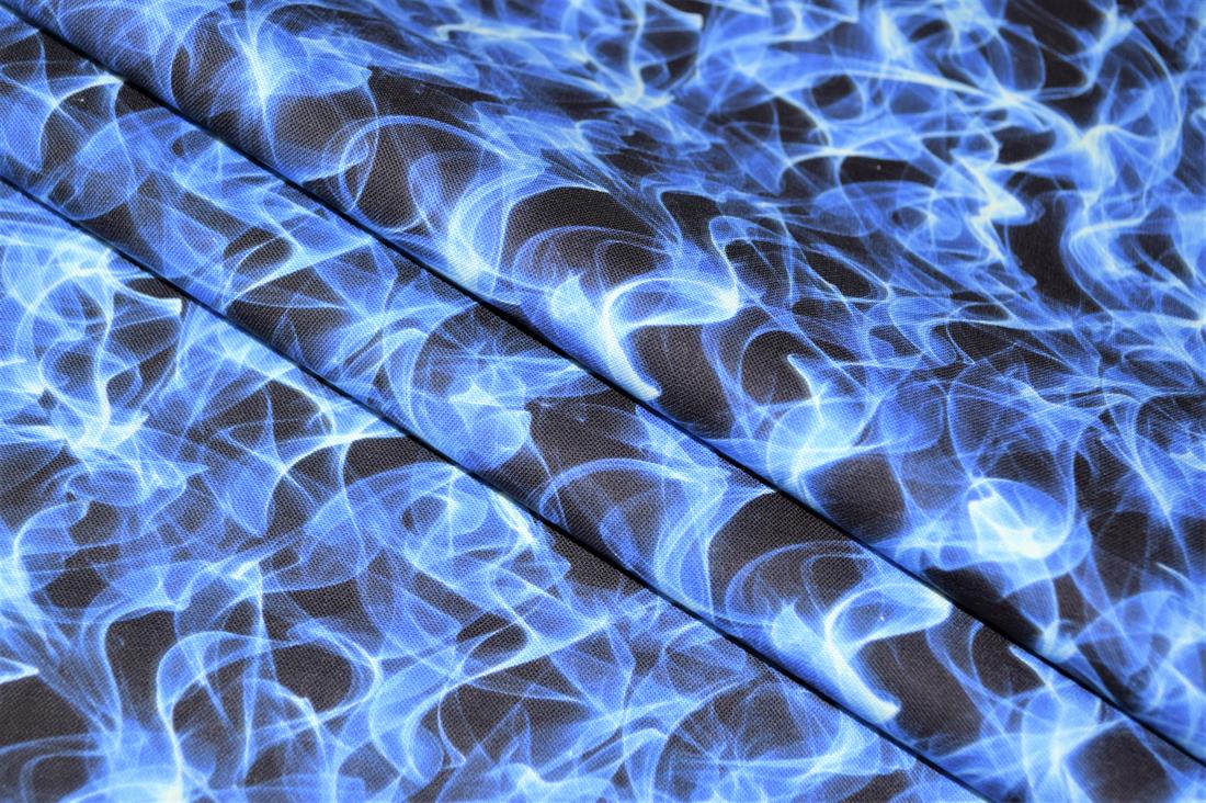 Navy Printed 100% Cotton Flames Fabric