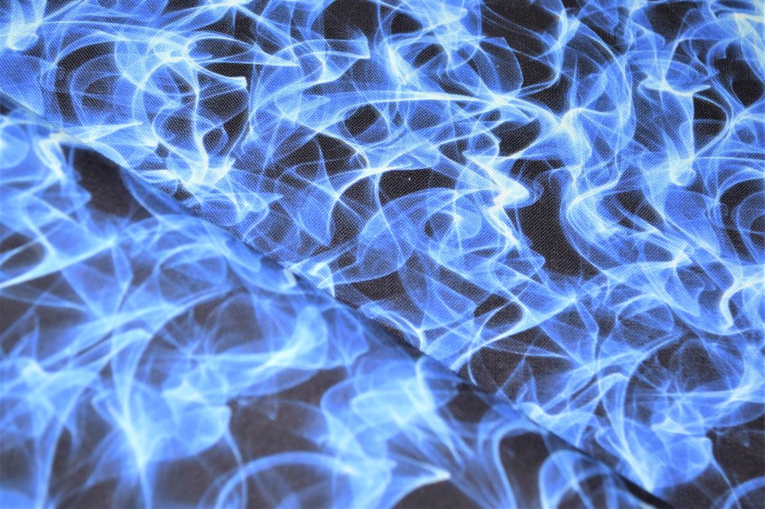 Navy Printed 100% Cotton Flames Fabric