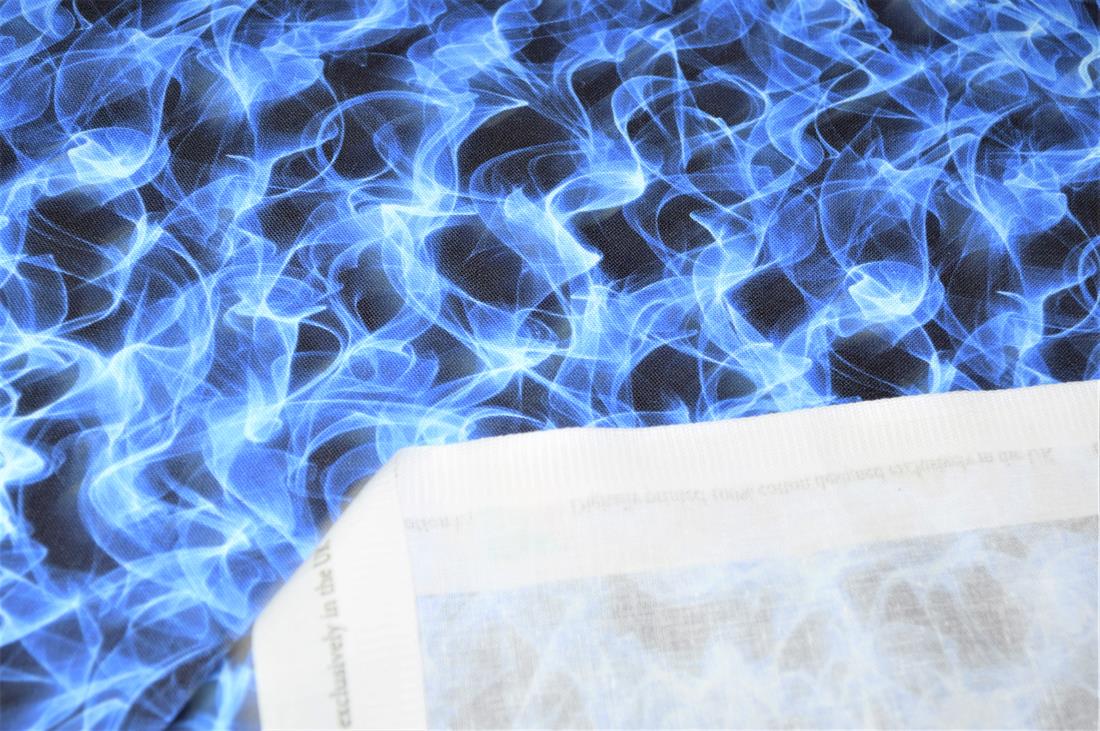 Navy Printed 100% Cotton Flames Fabric