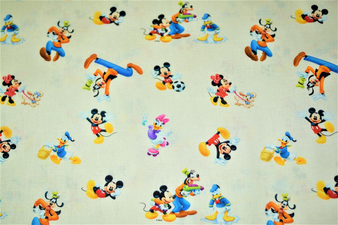 Cream Digital Printed 100% Cotton, Disney Mickey Mouse and Friends…