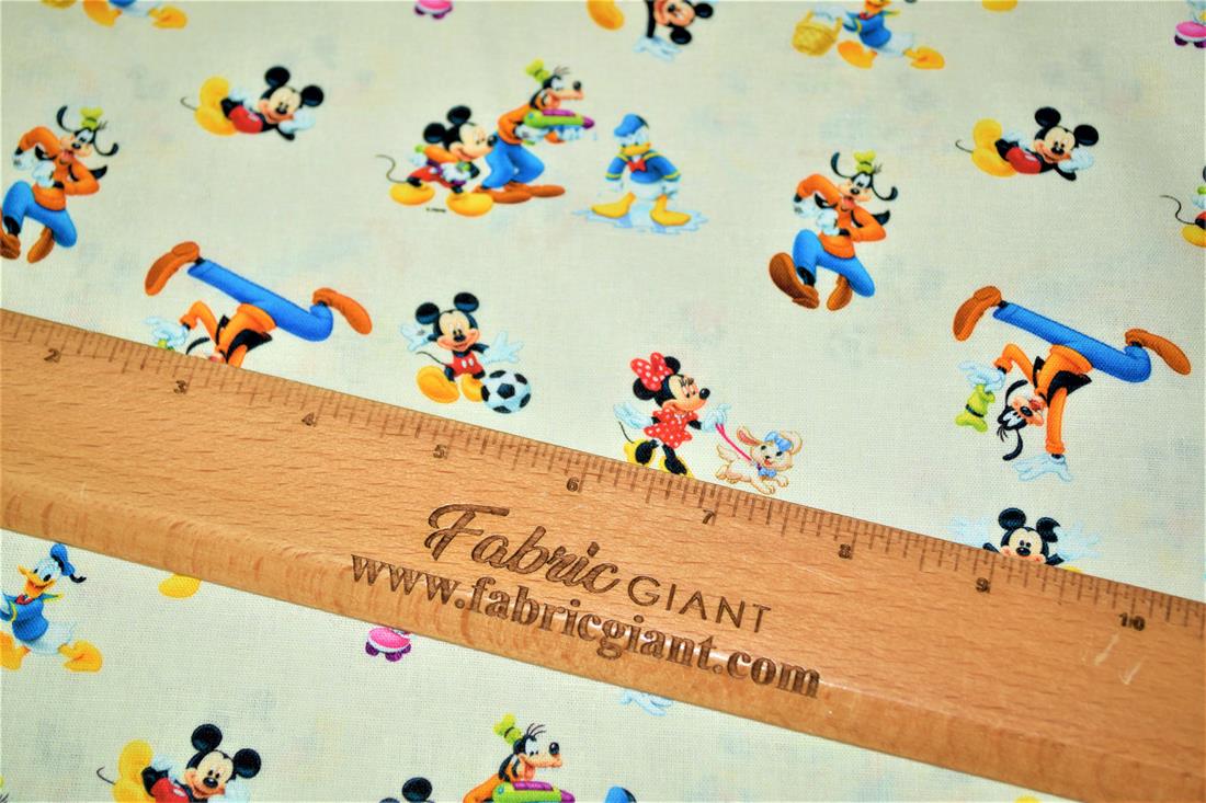 Cream Digital Printed 100% Cotton, Disney Mickey Mouse and Friends…