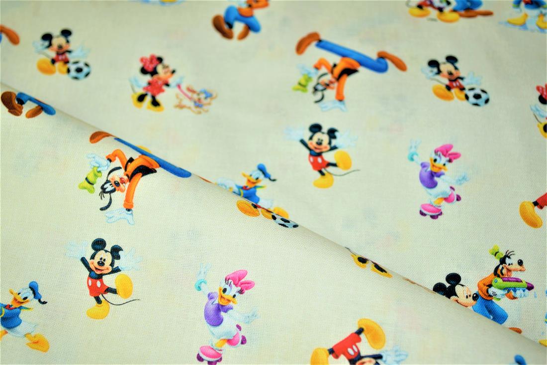 Cream Digital Printed 100% Cotton, Disney Mickey Mouse and Friends…
