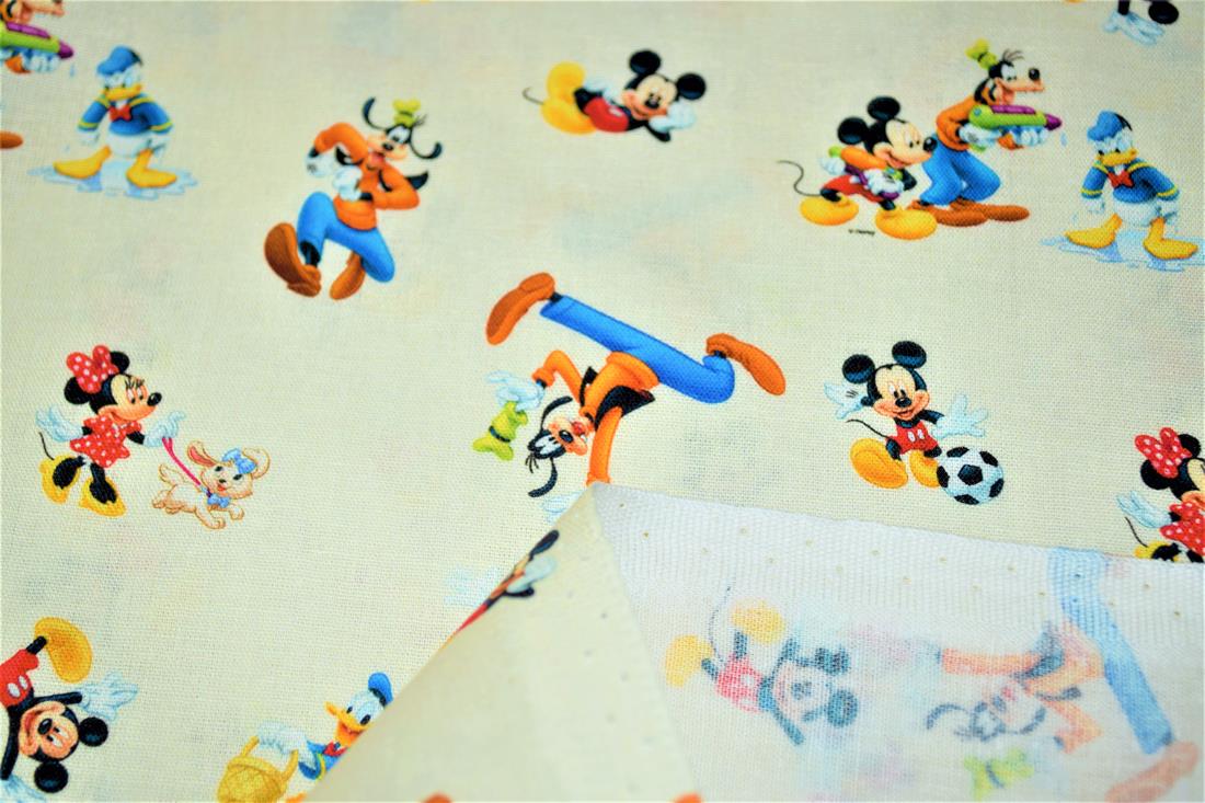 Cream Digital Printed 100% Cotton, Disney Mickey Mouse and Friends…