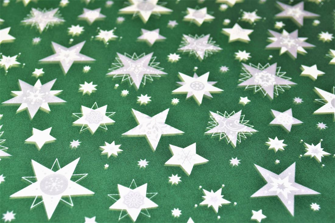 Green Printed Christmas Cotton Fabric