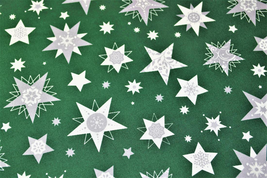 Green Printed Christmas Cotton Fabric
