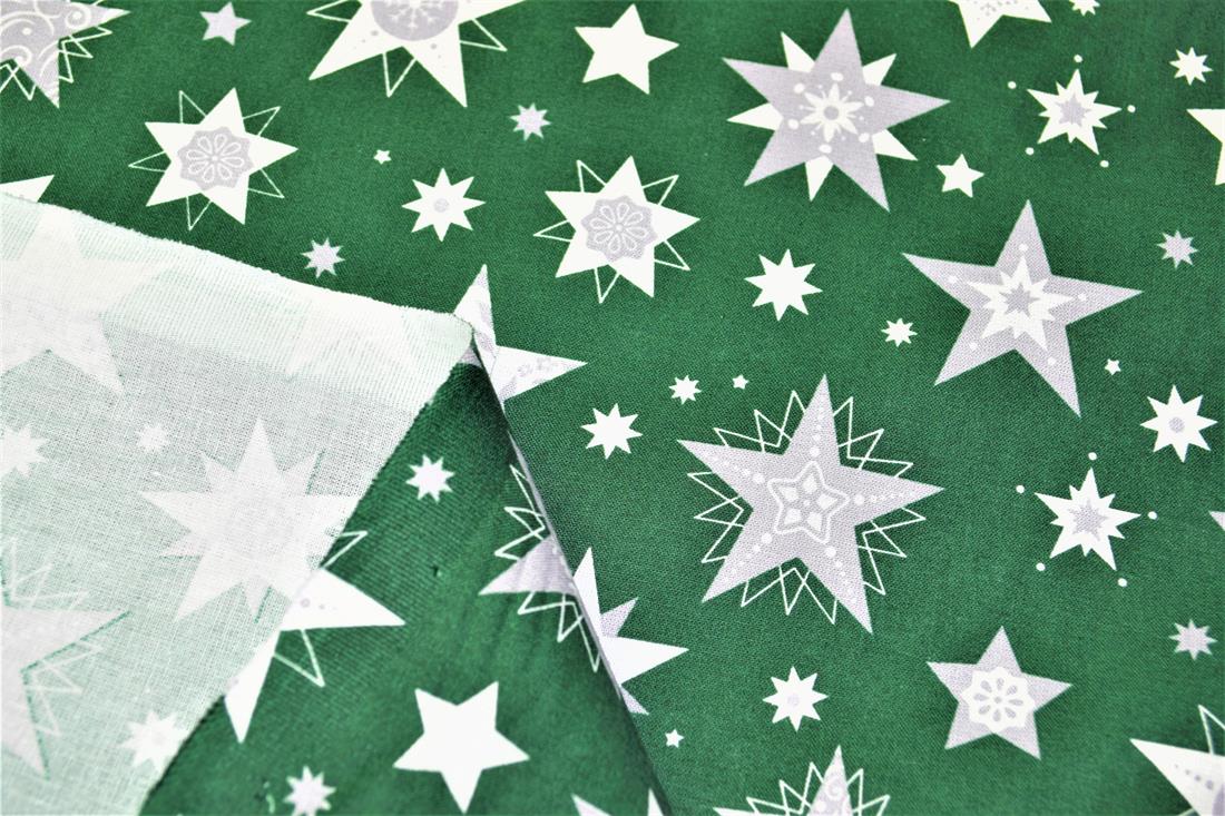 Green Printed Christmas Cotton Fabric