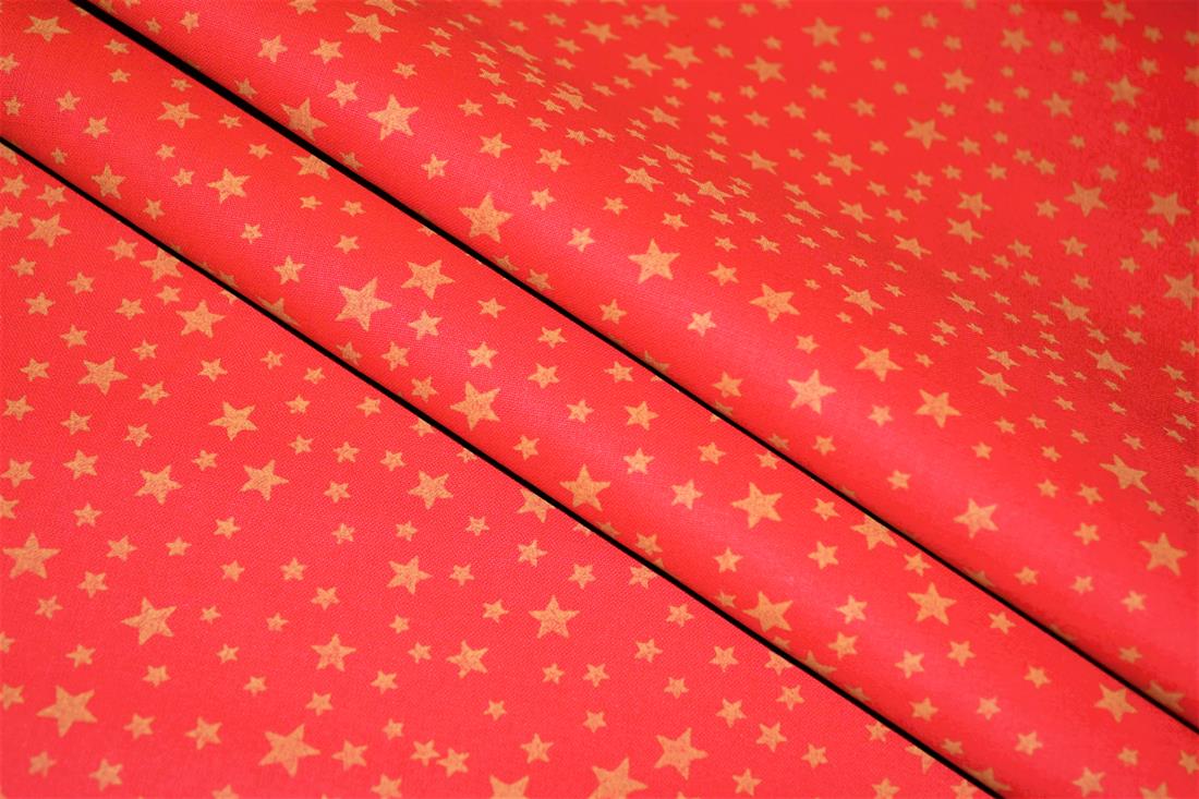 Stars Metallic Small Gold Christmas Fabric