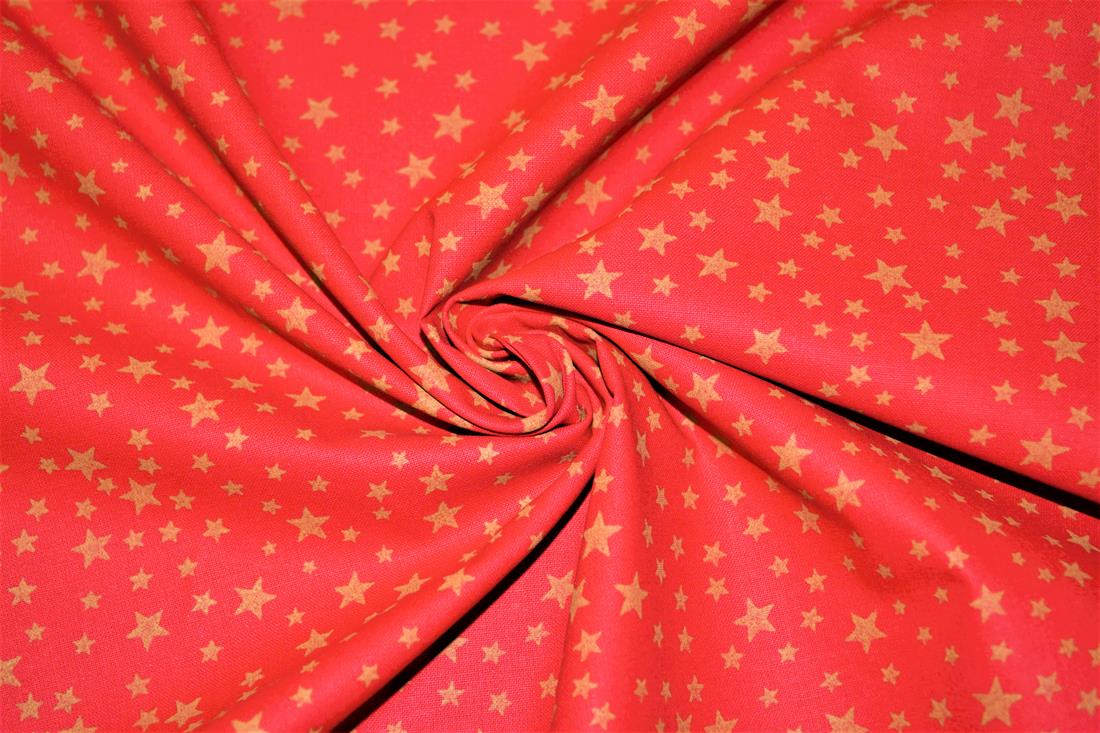 Stars Metallic Small Gold Christmas Fabric