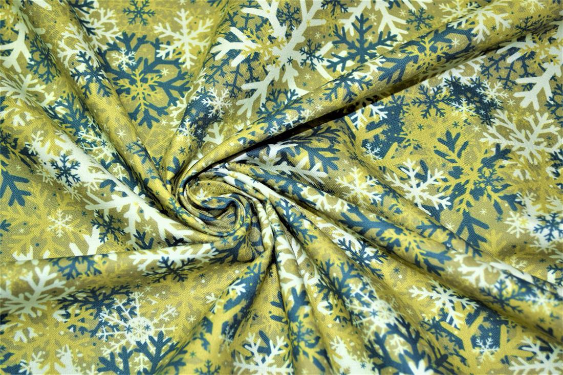 Camo Snowflakes Printed Christmas Cotton Fabric