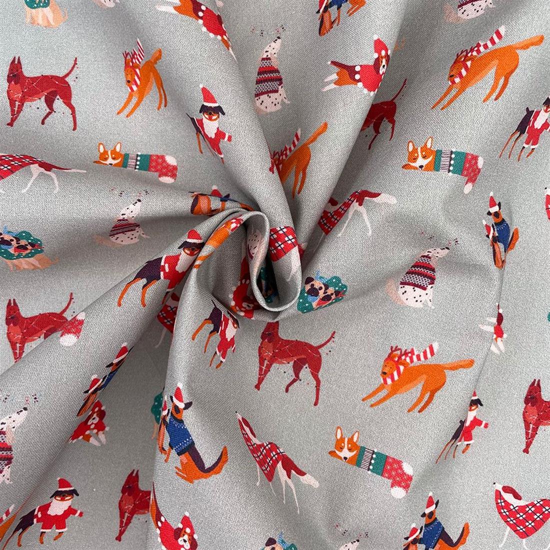 Dogs in Christmas Jumpers Printed Cotton Fabric