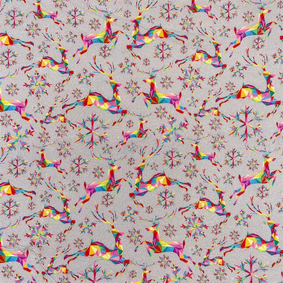 Rainbow Reindeer Metallic Cotton A Beautiful Festive with a Fun and…