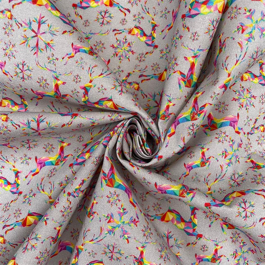Rainbow Reindeer Metallic Cotton A Beautiful Festive with a Fun and…