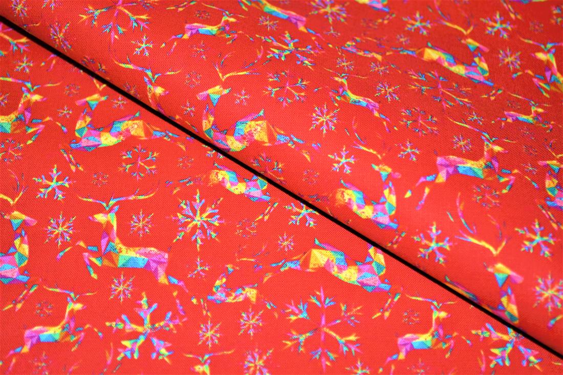 Rainbow Reindeer Metallic Cotton A Beautiful Festive with a Fun and…