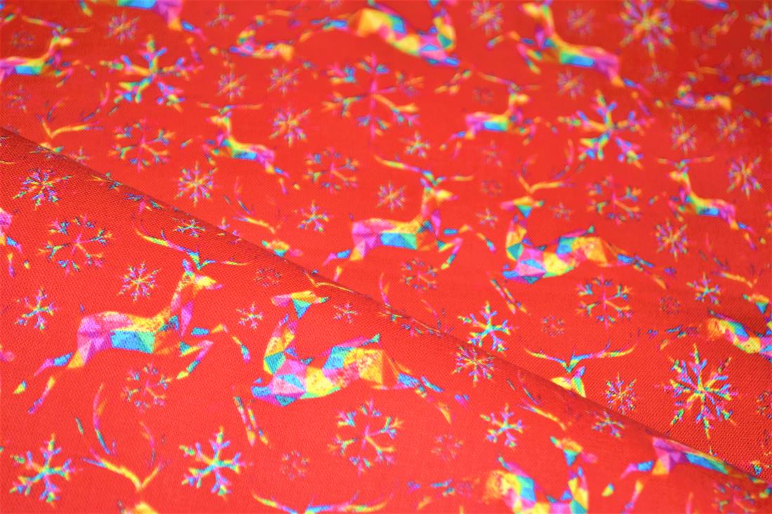 Rainbow Reindeer Metallic Cotton A Beautiful Festive with a Fun and…