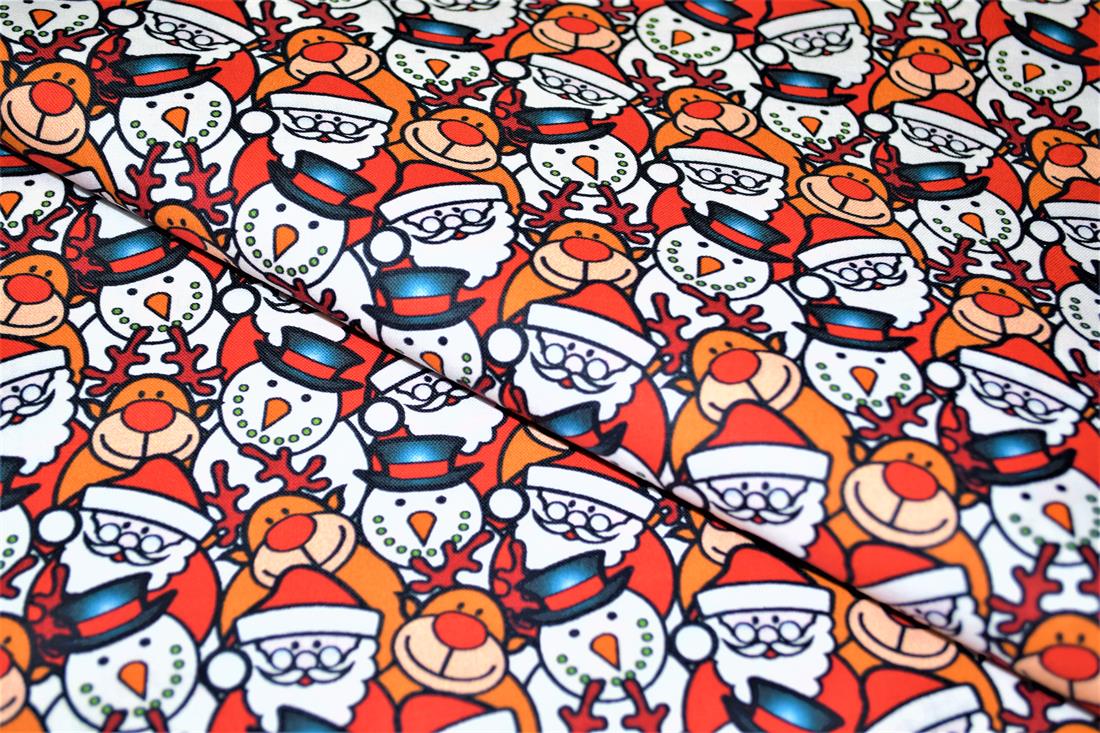 Santa's Little Helpers Printed Christmas Cotton Fabric