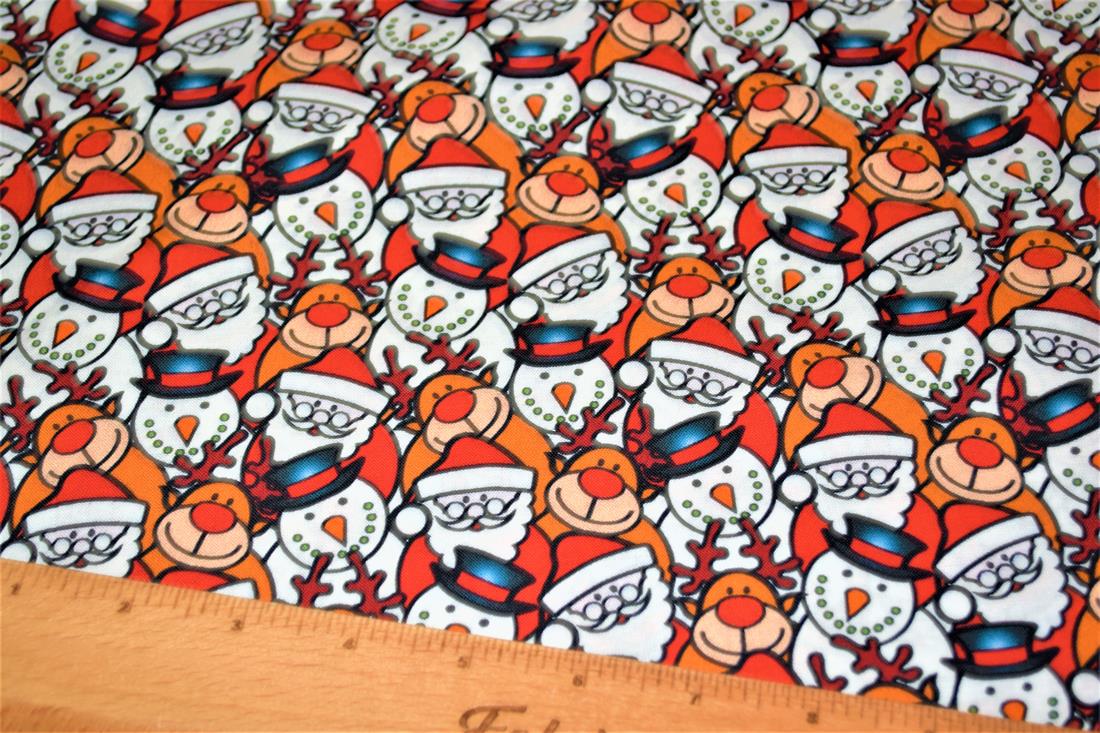 Santa's Little Helpers Printed Christmas Cotton Fabric