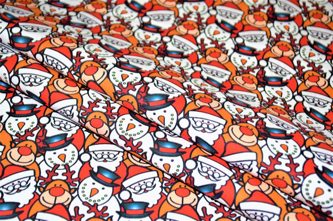 Santa's Little Helpers Printed Christmas Cotton Fabric