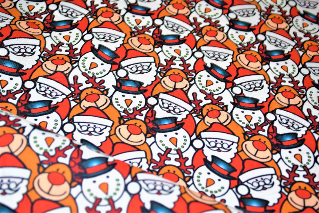 Santa's Little Helpers Printed Christmas Cotton Fabric