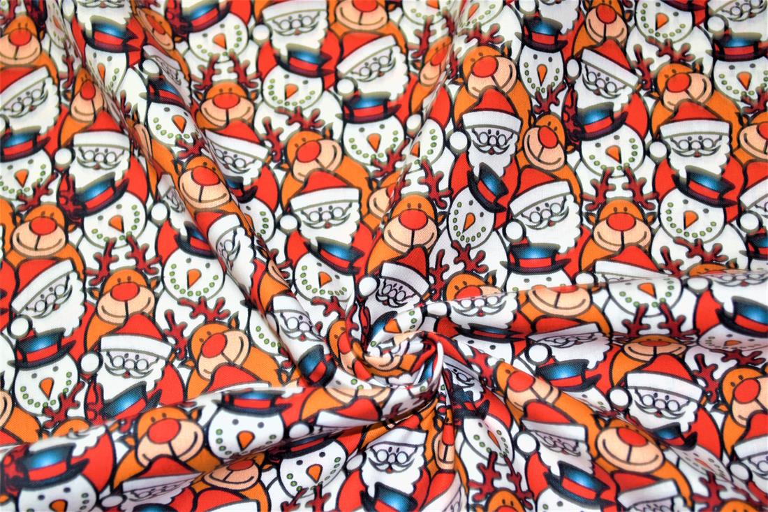 Santa's Little Helpers Printed Christmas Cotton Fabric