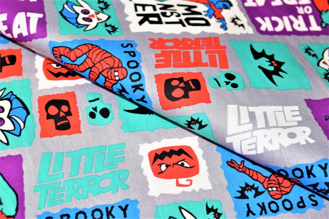Halloween Comic Strip Printed 100% Cotton Fabric