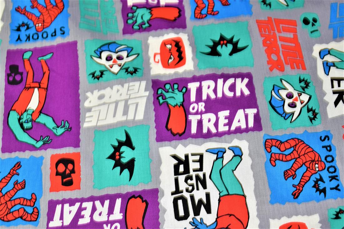 Halloween Comic Strip Printed 100% Cotton Fabric