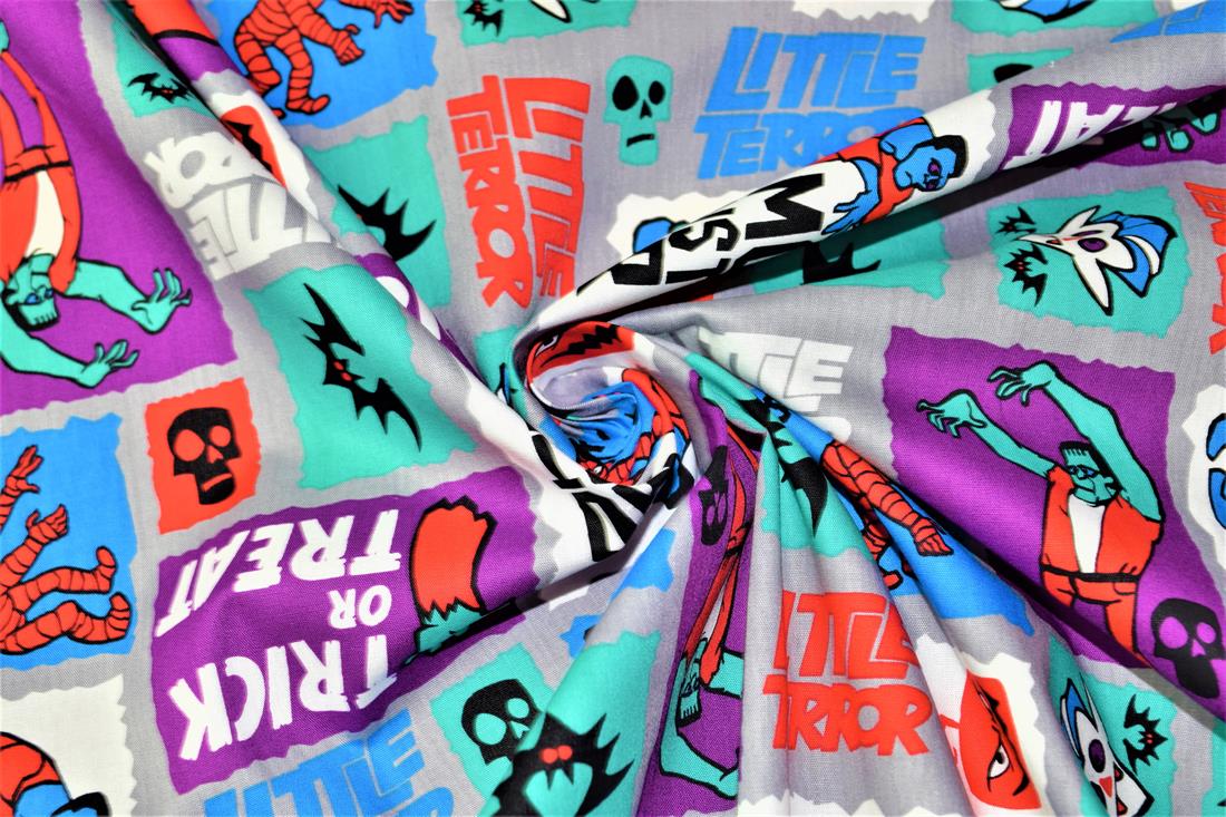 Halloween Comic Strip Printed 100% Cotton Fabric