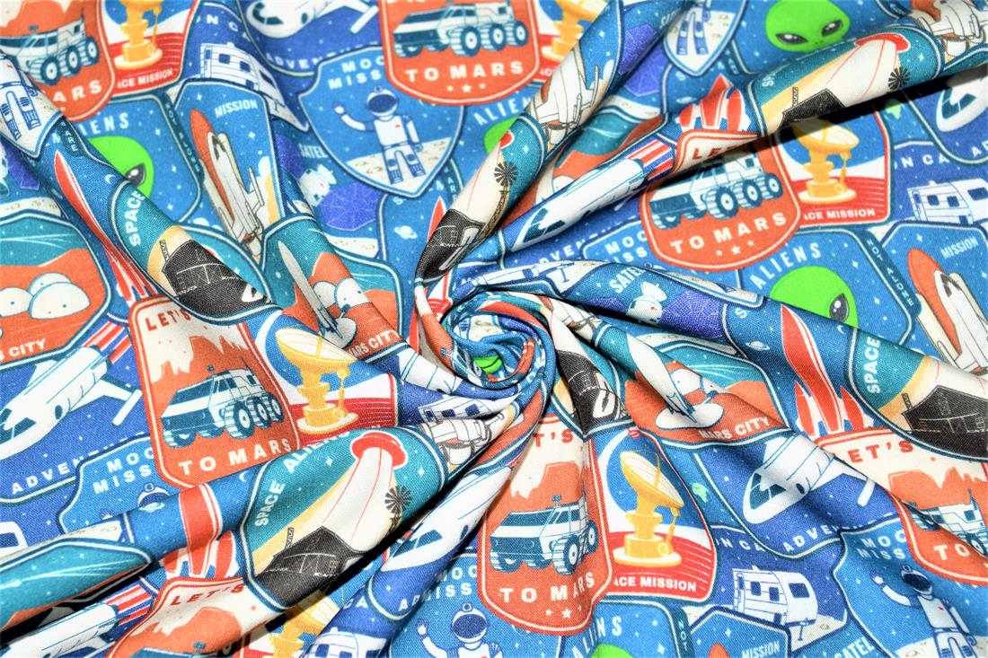 Blue Little Johnny Printed 100% Cotton Fabric