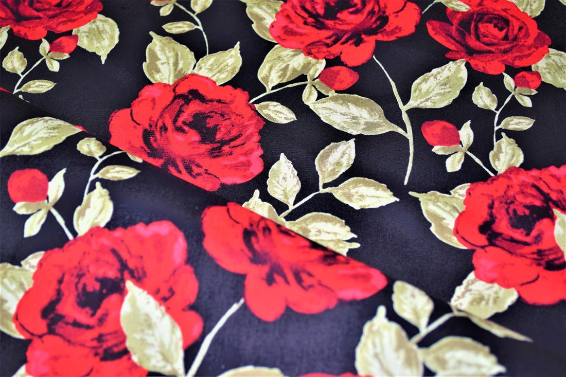 Printed 100% Cotton Rose 148Cm Wide Fabric