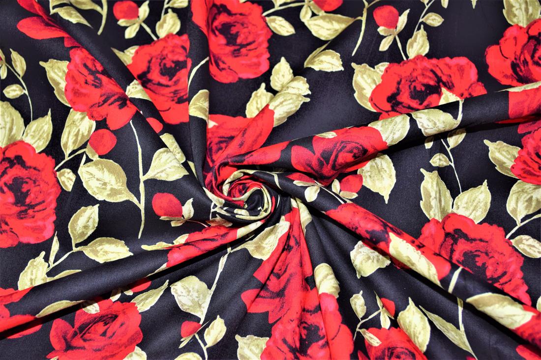 Printed 100% Cotton Rose 148Cm Wide Fabric