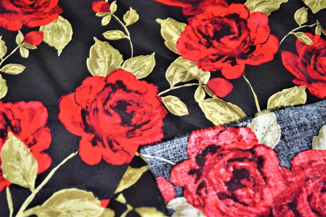 Printed 100% Cotton Rose 148Cm Wide Fabric