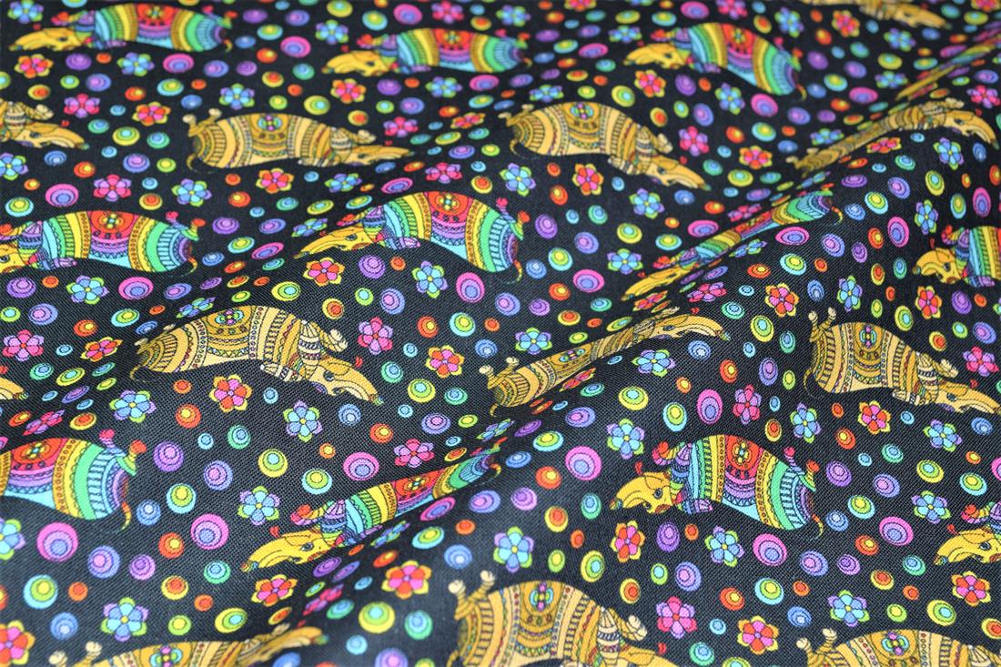 Black & Mixed Colours Mosaic Sausage Dog Printed 100% Cotton 140Cm…