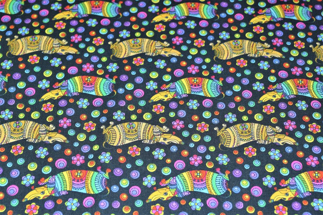 Black & Mixed Colours Mosaic Sausage Dog Printed 100% Cotton 140Cm…