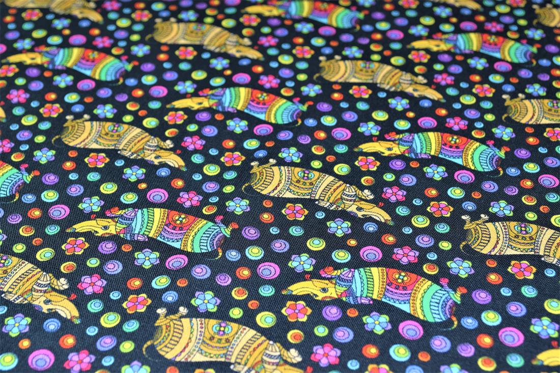 Black & Mixed Colours Mosaic Sausage Dog Printed 100% Cotton 140Cm…