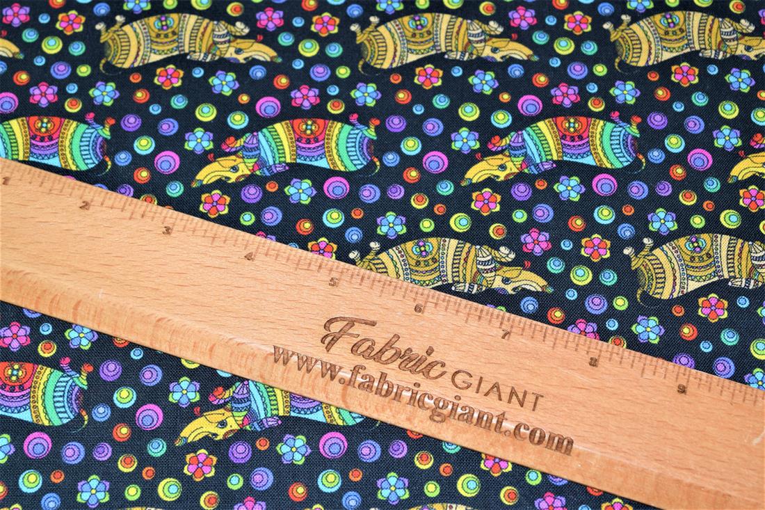 Black & Mixed Colours Mosaic Sausage Dog Printed 100% Cotton 140Cm…