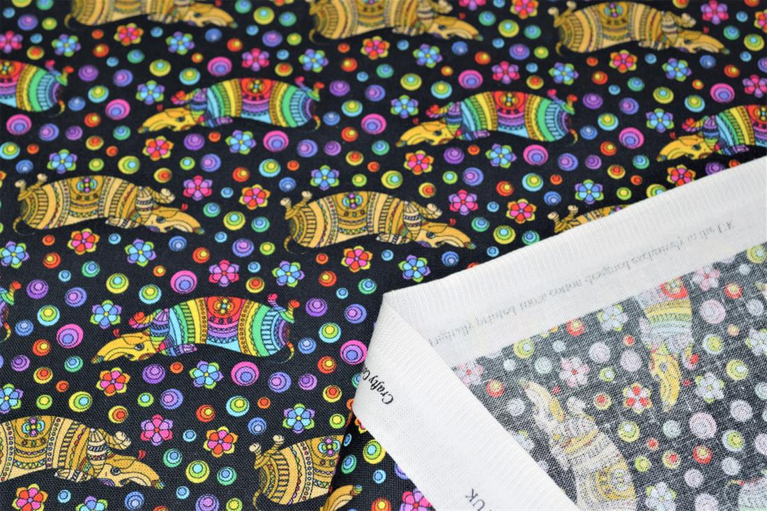 Black & Mixed Colours Mosaic Sausage Dog Printed 100% Cotton 140Cm…