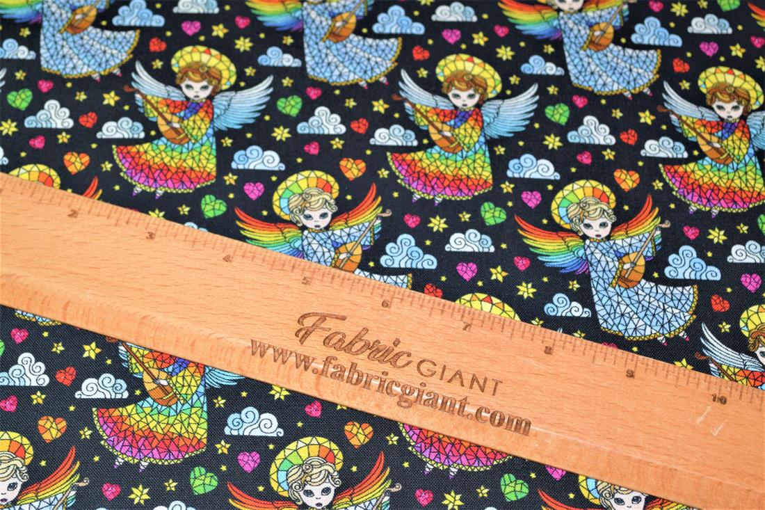 Black & Mixed Colours Mosaic Angela Printed 100% Cotton FabricThis…