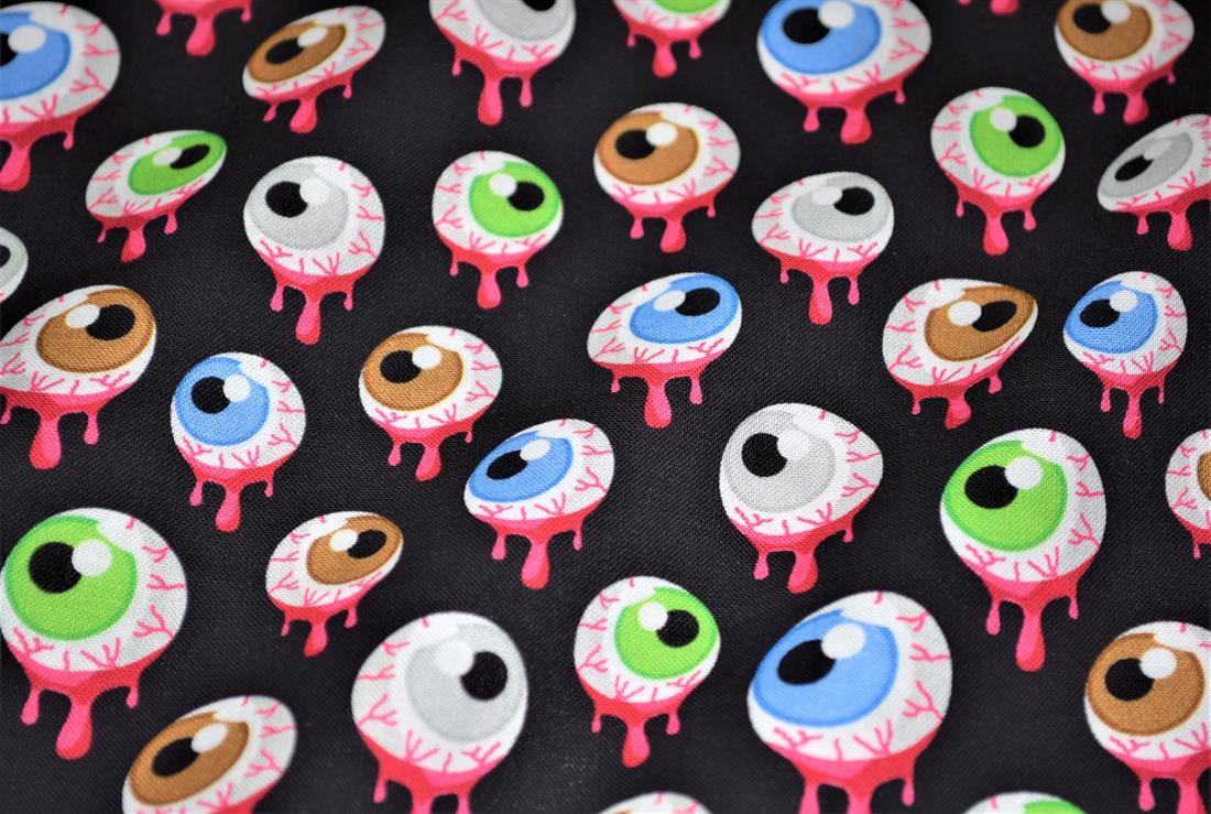Black Scary Eyes Printed Crafty Cottons Digital 100% Cotton Fabric