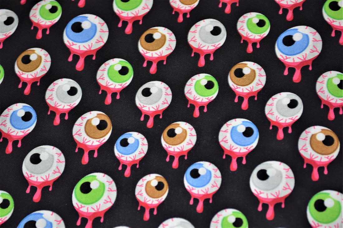 Black Scary Eyes Printed Crafty Cottons Digital 100% Cotton Fabric