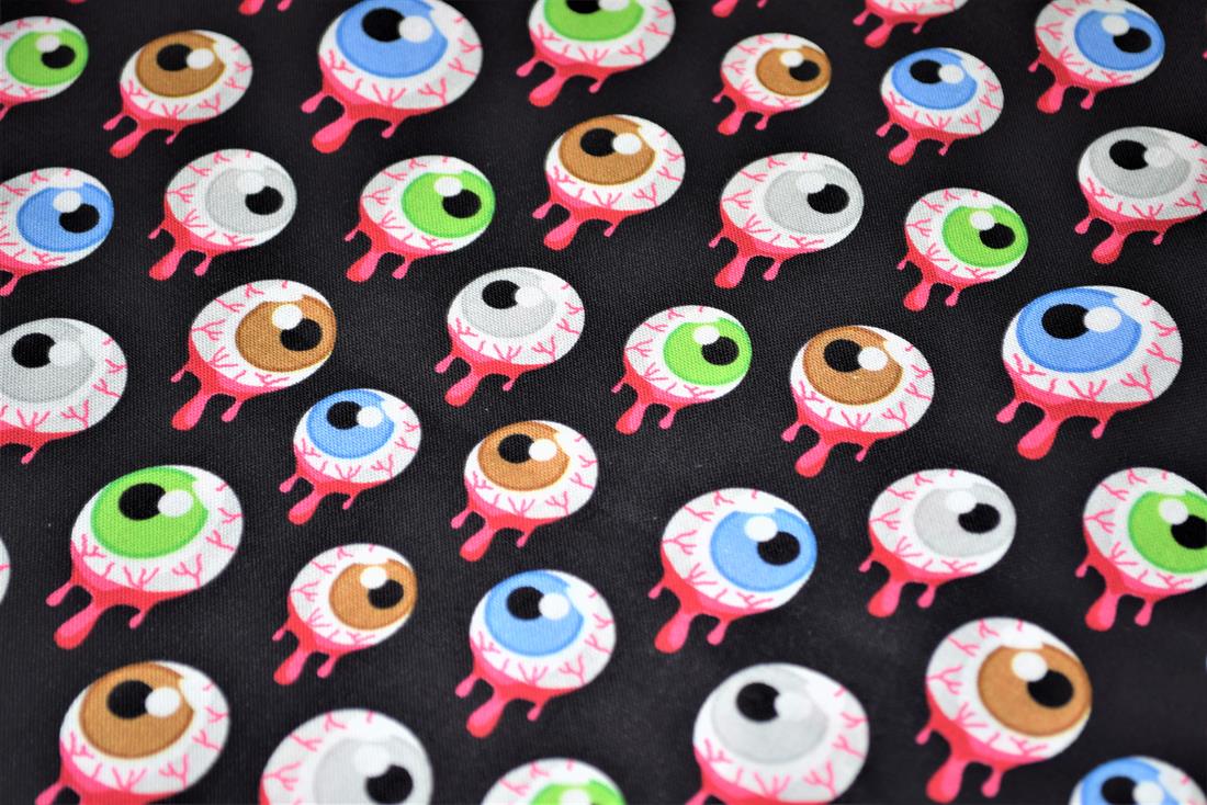 Black Scary Eyes Printed Crafty Cottons Digital 100% Cotton Fabric