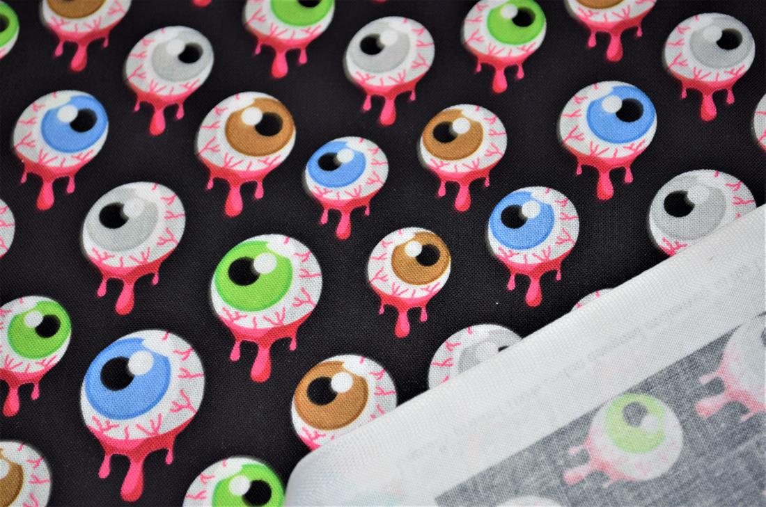 Black Scary Eyes Printed Crafty Cottons Digital 100% Cotton Fabric