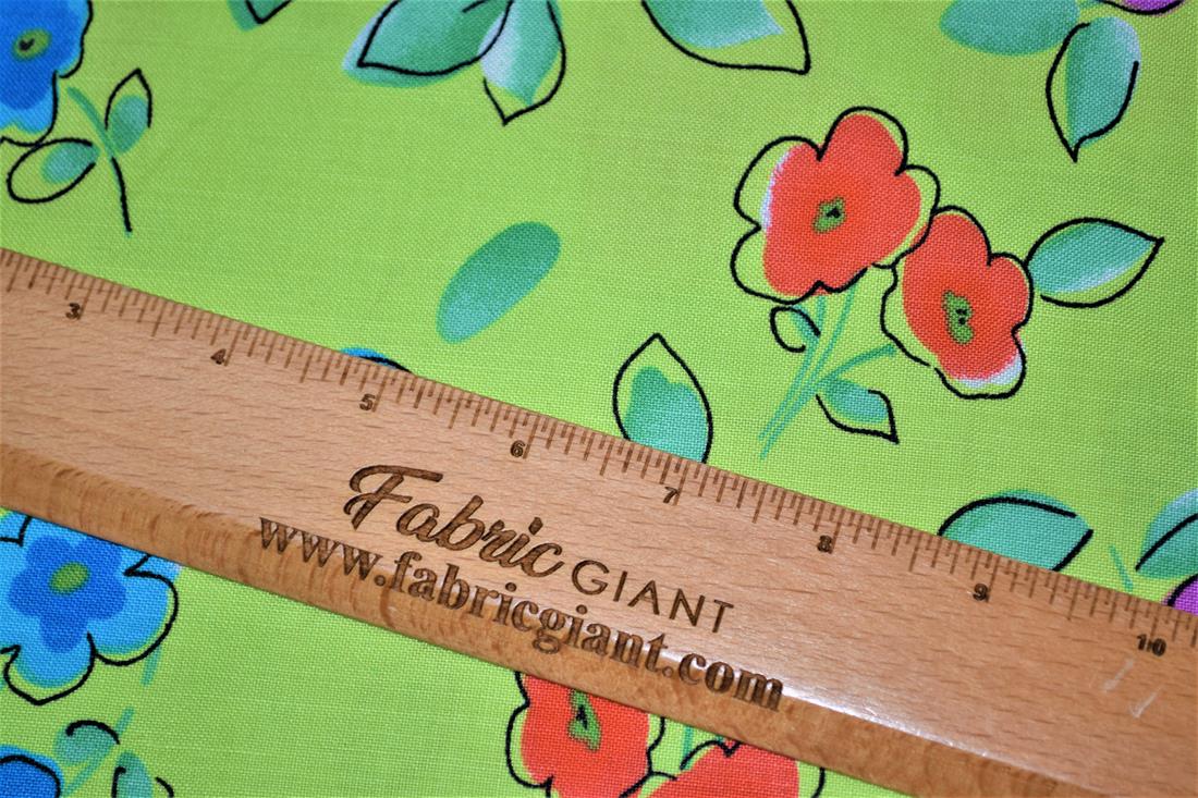 Lime Green Printed 100% Cotton Fabric