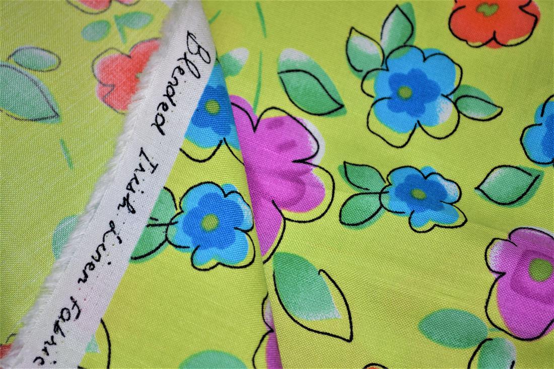Lime Green Printed 100% Cotton Fabric