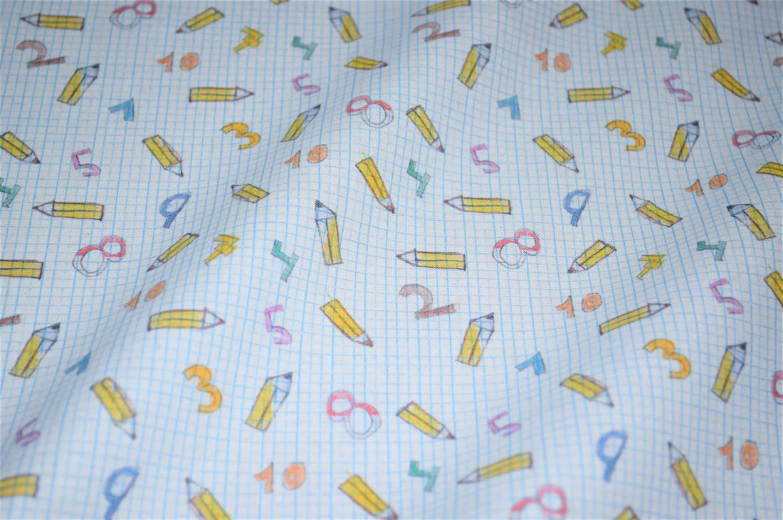 White & Blue Printed 100% Cotton Fabric