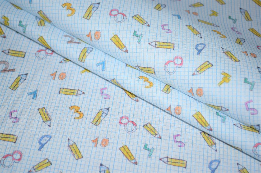 White & Blue Printed 100% Cotton Fabric