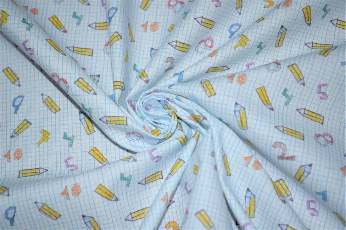 White & Blue Printed 100% Cotton Fabric