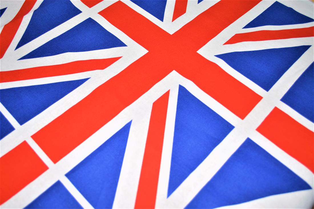 White Union Jack Flag Printed 100% Cotton Fabric